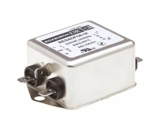 64-1323-18　Roxburgh EMC RES60 Series 6A 250 V ac DC → 400Hz Chassis Mount RFI Filter, with Fast-On Terminals, Single Phase　RES60F06-M