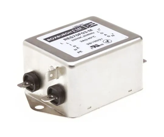 64-1323-19　Roxburgh EMC RES70 Series 3A 250 V ac DC → 400Hz Chassis Mount RFI Filter, with Fast-On Terminals, Single Phase　RES70F03-M