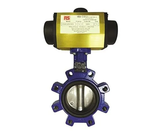 64-1284-28　RS Pneumatic Actuated Butterfly Valve EPDM Liner, 2-1/2in Pipe Size　799-8825