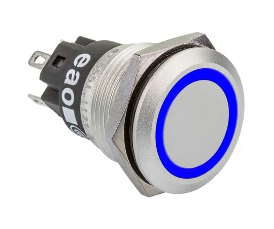 64-1340-55　EAO Single Pole Double Throw (SPDT) Momentary Blue LED Push Button Switch, IP65, IP67, 19 (Dia.)mm, Panel Mount, 230V　82-5551.1126