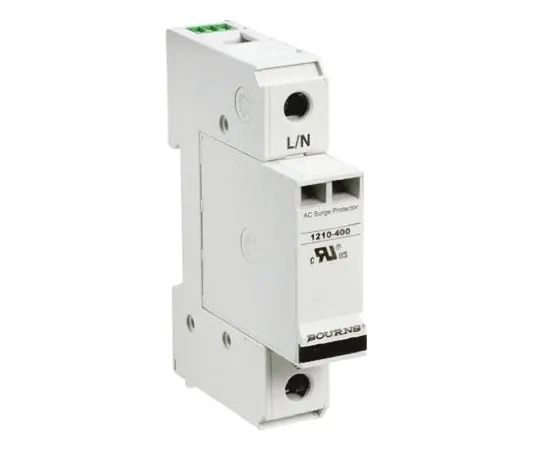 64-0671-40　Bourns 1210 Series 600 V ac Maximum Voltage Rating 100kA Maximum Surge Current 1 Pole Protector, DIN Rail Mounting　1210-1S-400