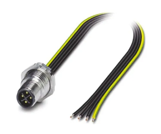 64-1263-28　Phoenix Contact, SACC-DSI-M12MSS-4CON-M16/0.5PE Series, Straight M12 to Unterminated Cable assembly, 500mm Cable　1424132