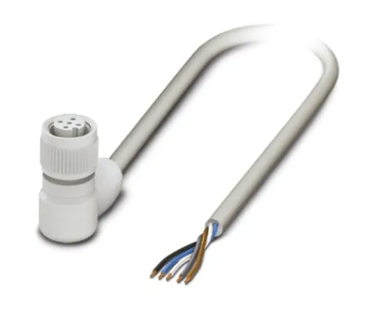 64-1262-85　Phoenix Contact, SAC-5P-5.0-600/M12FR-3L FB Series, Right Angle M12 to Unterminated Cable assembly, 5m Cable　1404095