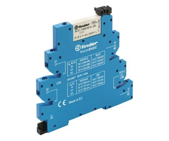 64-1247-87　Finder 24V ac/dc DIN Rail Interface Relay Module, SPNO　39.21.0.024.0060