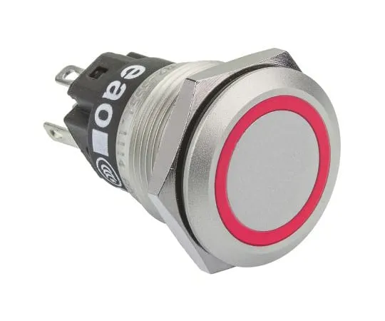 64-1340-53　EAO Single Pole Double Throw (SPDT) Momentary Red LED Push Button Switch, IP65, IP67, 19 (Dia.)mm, Panel Mount, 24V　82-5551.1114