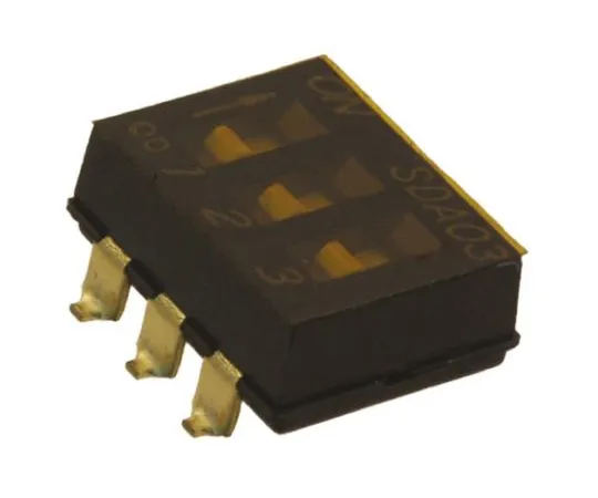 64-1260-09　3 Way Surface Mount DIP Switch SPST, Flush Actuator　SDA03H0SBR