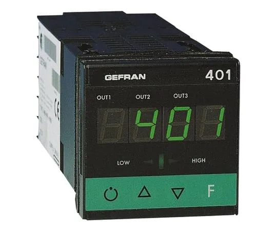 64-1280-94　Gefran 400 PID Temperature Controller, 48 x 48 (1/16 DIN)mm, 3 Output Relay, 11 → 27 V ac/dc Supply Voltage　401-RRR-0