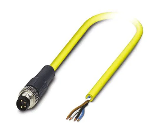 64-1300-03　Phoenix Contact, SAC-4P-M8MS/ 2.0-542 BK Series, Straight M8 to Unterminated Cable assembly, 4 Core 2m Cable　1406203