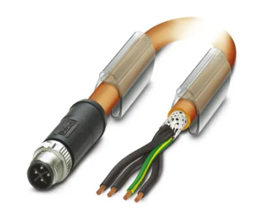 64-1263-15　Phoenix Contact, SAC-4P-MSS/ 3.0-PUR PE SH SCO Series, Straight M12 to Unterminated Cable assembly, 3m Cable　1424105