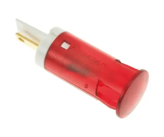 64-0675-74　Apem Red Indicator, Faston, Solder Lug Termination, 12 V dc, 12mm Mounting Hole Size　QS121XXR12