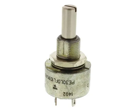 64-1250-21　Vishay 1 Gang Rotary Cermet Potentiometer with a 6 mm Dia. Shaft, 220Ω, ±10%, 3W, Linear PE30L0FR221KAB　PE30L0FR221KAB