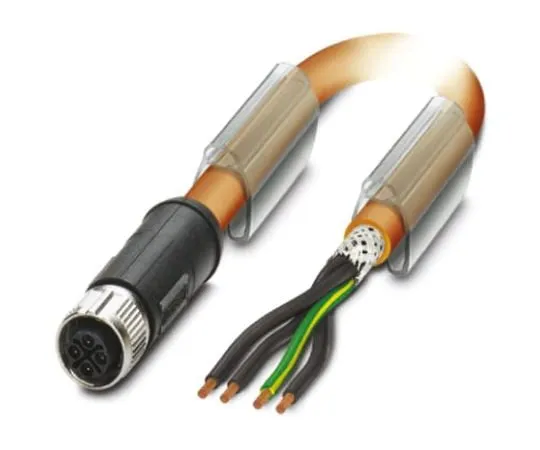 64-1263-09　Phoenix Contact, SAC-4P-FSS/ 1.5-PUR PE SH SCO Series, Straight M12 to Unterminated Cable assembly, 1.5m Cable　1424096