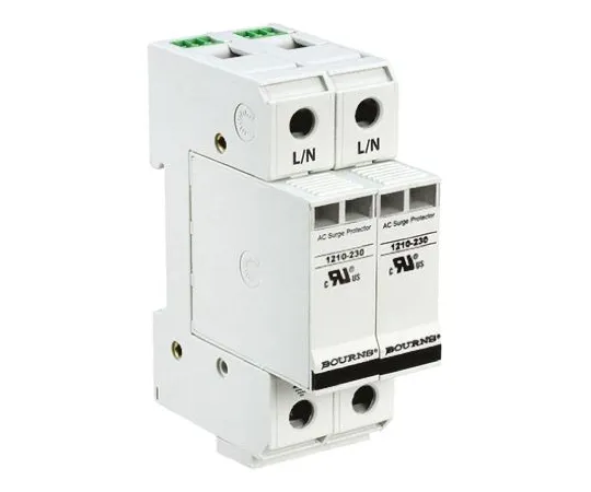 64-0671-39　Bourns 1210 Series 415 V ac Maximum Voltage Rating 100kA Maximum Surge Current 2 Pole Protector, DIN Rail Mounting　1210-2S-230