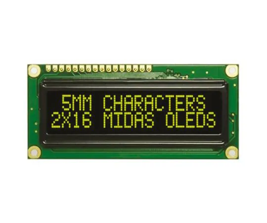 64-1367-16　Midas Yellow Passive matrix OLED Display COB Parallel Interface　MCOB21605G1V-EYP