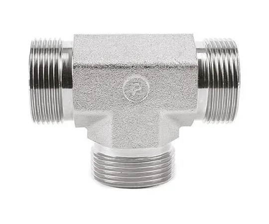 64-1276-38　Parker Hydraulic Tee Threaded Adapter 6JMK4S, Connector A BSPP 3/8 Male Connector B BSPP 3/8-19 Male　6JMK4S