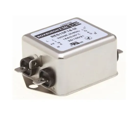 64-1323-15　Roxburgh EMC RES10 Series 16A 250 V ac DC → 400Hz Chassis Mount RFI Filter, with Fast-On Terminals　RES10F16-M