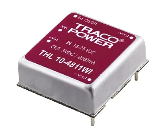 64-1387-97　TRACOPOWER THL 10WI 10W Isolated DC-DC Converter Through Hole, Voltage in 18 → 75 V dc, Voltage out 24V dc　THL 10-4815WI