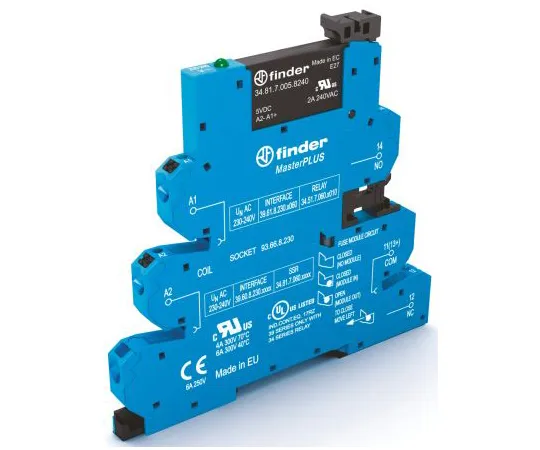64-1401-04　Finder 6 A SPNO Interface Relay Module, DC, DIN Rail, PLC, 24 V dc Maximum Load　39.60.7.006.9024