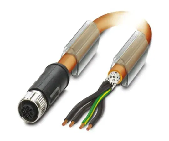 64-1263-13　Phoenix Contact, SAC-4P-FSS/ 3.0-PUR PE SH SCO Series, Straight M12 to Unterminated Cable assembly, 3m Cable　1424097