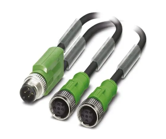 64-1302-81　Phoenix Contact, SAC-4P-M12Y/2X0.3-PUR/M12FS VP Series, M12 to M12 Cable assembly, 300mm Cable　1510722