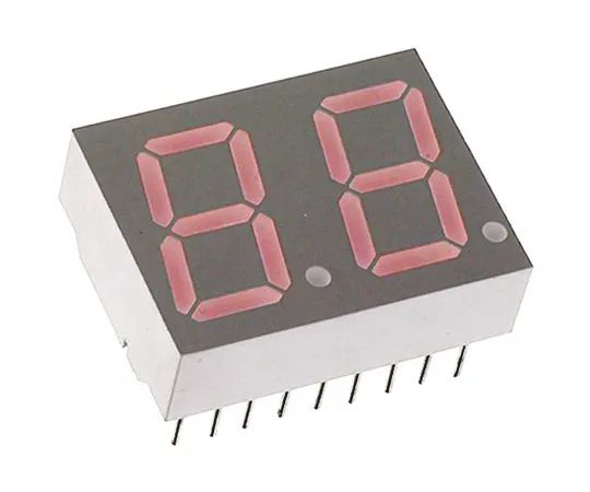 64-1474-13　HDSP-521E Broadcom 2 Digit 7-Segment LED Display, CA Red 7.69 mcd RH DP 14.2mm　HDSP-521E