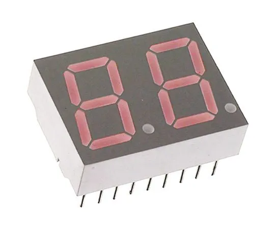 64-1474-15　HDSP-523E Broadcom 2 Digit 7-Segment LED Display, CC Red 7.69 mcd RH DP 14.2mm　HDSP-523E