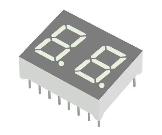 64-1717-05　DA04-11SURKWA Kingbright 2 Digit 7-Segment LED Display, CA Red 54 mcd RH DP 10mm　DA04-11SURKWA