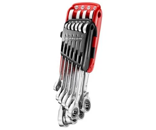 64-1714-32　Facom 10 Piece Chrome Vanadium Steel Ratchet Spanner Set　467B.JP10