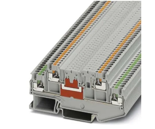 64-1666-51　Phoenix Contact PTT 1.5/S-2L Non-Fused Terminal Block, 4 Way/Pole, Push In Terminals, 26 → 14 AWG NS 35/15, NS　3210356