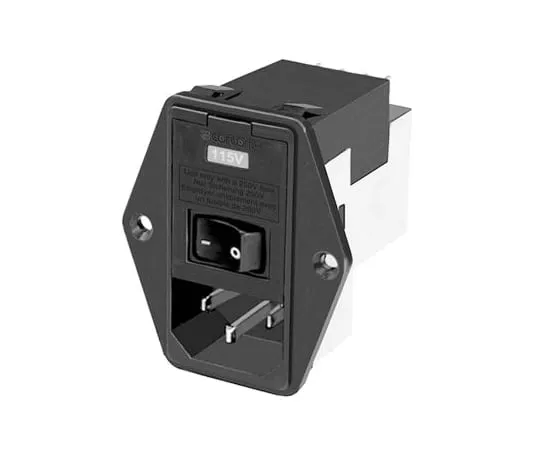 64-1744-99　Male C14 IEC Filter Flange Mount 5 x 20mm,Spade,Rated At 6A,120 V ac, 250 V ac Operating Frequency 50/60Hz　1-6609104-4