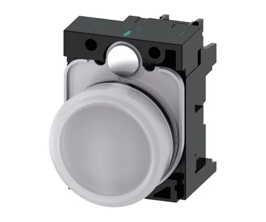 64-1703-39　Siemens SIRIUS ACT White LED Pilot Light Complete, 22mm Cutout, IP20, 24 V ac/dc　3SU1102-6AA60-1AA0