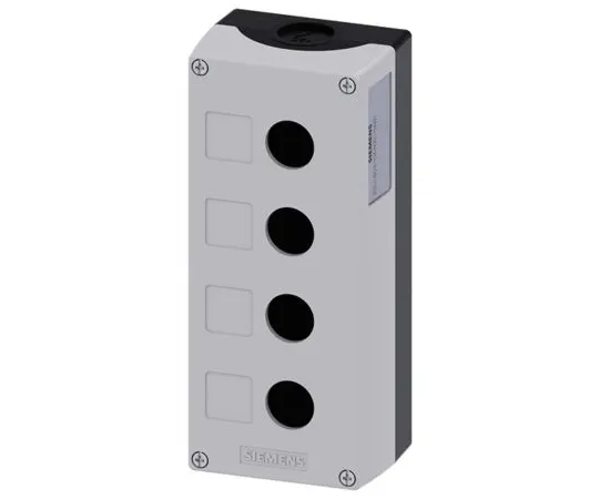 64-1704-07　Siemens SIRIUS ACT Push Button Enclosure, 4 Hole Grey, 22mm Diameter Plastic　3SU1804-0AA00-0AB1