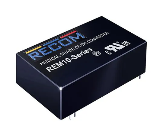 64-1735-98　Recom REM10 10W Isolated DC-DC Converter Through Hole, Voltage in 5.5 → 9 V dc, Voltage out 12V dc　REM10-0512S/A