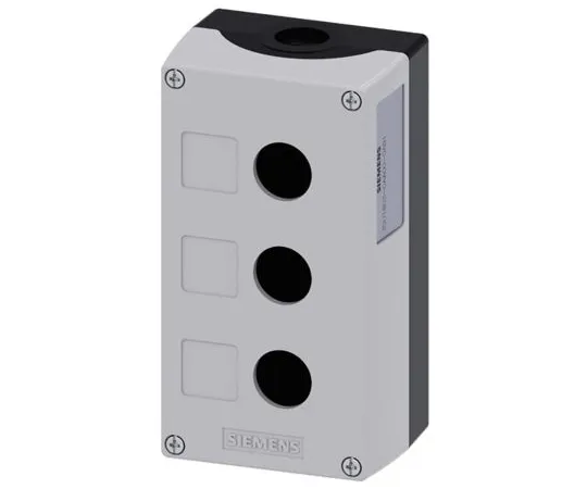 64-1704-04　Siemens SIRIUS ACT Push Button Enclosure, 3 Hole Grey, 22mm Diameter Plastic　3SU1803-0AA00-0AB1