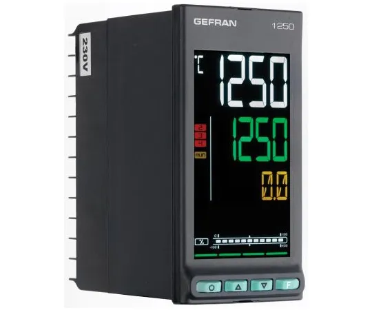 64-1645-35　Gefran 1250 PID Temperature Controller, 48 x 96mm, 2 Output Logic, Relay, 20 → 27 V ac/dc Supply Voltage　1250-D-R00-00000-0-G