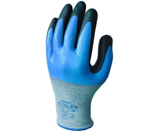 64-1727-34　Showa Polyester, Stainless Steel Nitrile-Coated Cut Resistant Gloves, size 7, Blue　SHOS3762