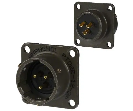 64-1689-41　Amphenol PT Series, 3 Way Panel Mount MIL Spec Circular Connector Receptacle, Pin Contacts,Shell Size 12, Bayonet,　PT02E-12-3P