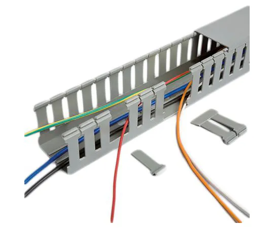 64-1730-33　Betaduct Slotted Panel Trunking Betaduct Metric Grey, Open Slot, W60 mm x D80mm, L2m PVC　10430064