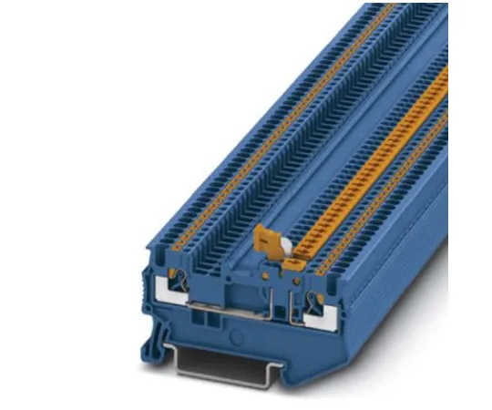 64-1666-40　Phoenix Contact PT 1.5/S-MT BU Disconnect Terminal Block, 3 Way/Pole, Push In Terminals, 26 → 14 AWG NS 35/15,　3210302