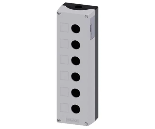 64-1704-15　Siemens SIRIUS ACT Push Button Enclosure, 6 Hole Grey, 22mm Diameter Metal　3SU1856-0AA00-0AB1
