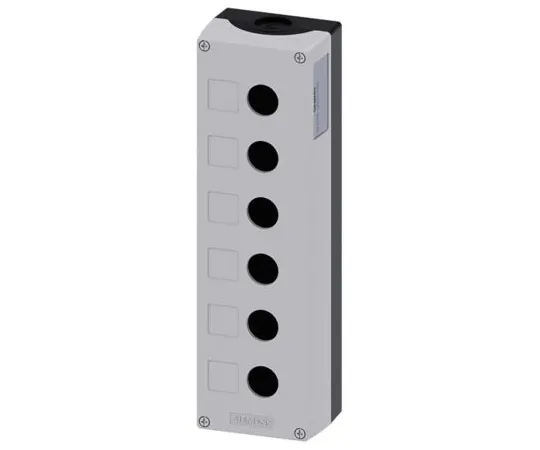 64-1704-08　Siemens SIRIUS ACT Push Button Enclosure, 6 Hole Grey, 22mm Diameter Plastic　3SU1806-0AA00-0AB1