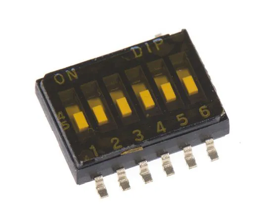 64-1719-04　6 Way Surface Mount DIP Switch SPST, Flush Slide Actuator　DHA-06T-Q