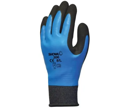 64-1727-08　Showa Nylon Latex-Coated General Purpose Gloves, size 8, Blue　SHO3063