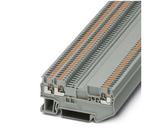 64-1666-41　Phoenix Contact PT 1.5/S-TWIN-MTD Non-Fused Terminal Block, 3 Way/Pole, Push In Terminals, 26 → 14 AWG NS 35/15,　3210317