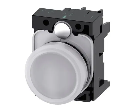 64-1703-43　Siemens SIRIUS ACT White LED Pilot Light Complete, 22mm Cutout, IP20, 230 V ac　3SU1106-6AA60-1AA0
