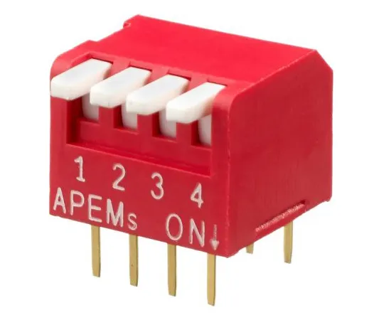 64-1718-90　4 Way Through Hole Piano Dip Switch SPST, Piano Actuator　DPL04V