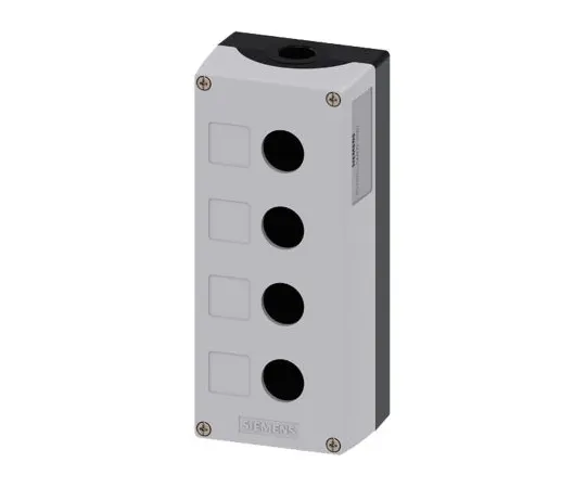 64-1704-14　Siemens SIRIUS ACT Push Button Enclosure, 4 Hole Grey, 22mm Diameter Metal　3SU1854-0AA00-0AB1