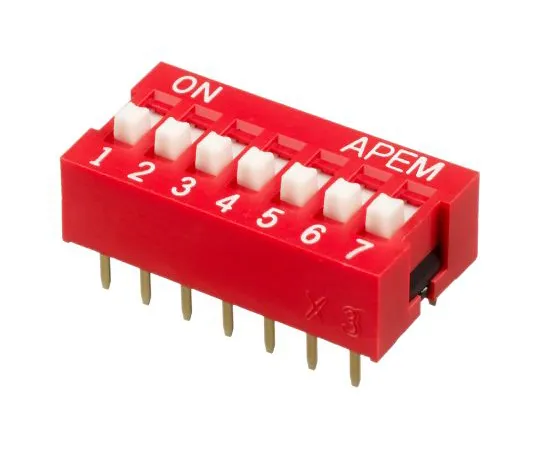 64-1718-48　7 Way Through Hole DIP Switch SPST, Raised Actuator　NDS-07-V