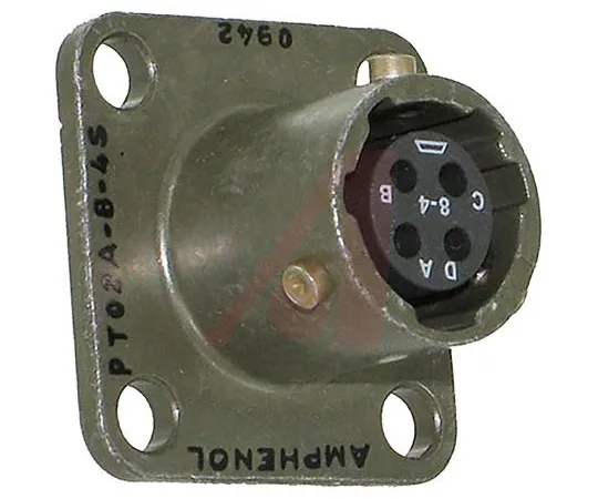 64-1689-36　Amphenol PT Series, 4 Way Panel Mount MIL Spec Circular Connector Receptacle, Socket Contacts,Shell Size 8, Bayonet,　PT02A-8-4S
