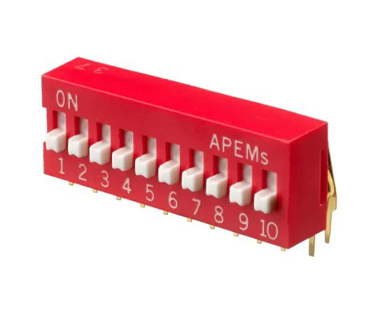 64-1719-10　10 Way Through Hole DIP Switch SPST, Raised Actuator　DA10V